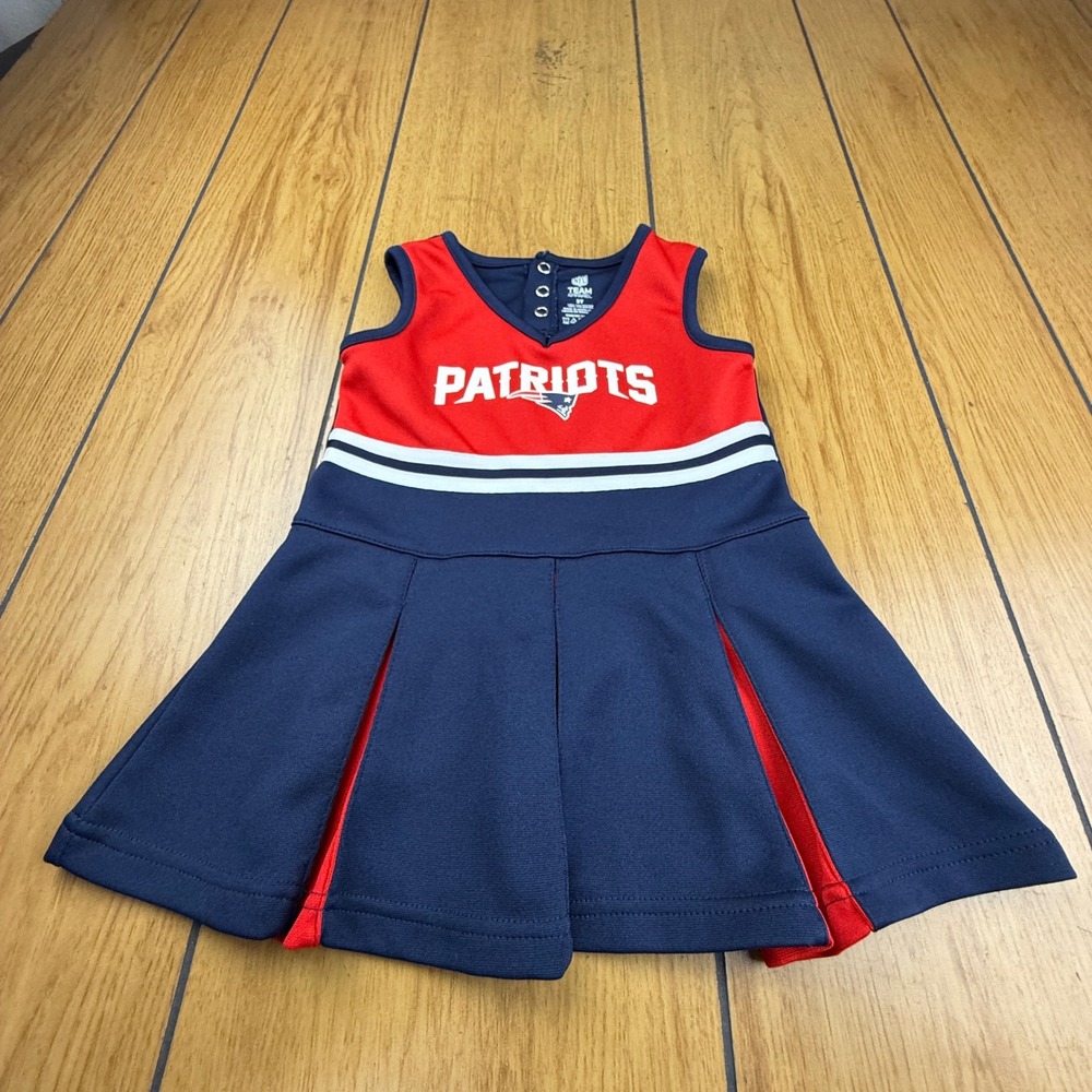 NFL Team Apparel New England Patriots Cheerleader Dress Toddler 3T Red Navy